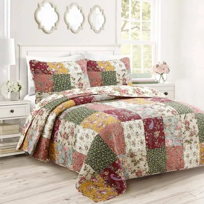 Cozy Line Home Fashions Country Vintage Farmhouse Multicolor Floral Paisley Patchwork Cotton Quilt Bedding
