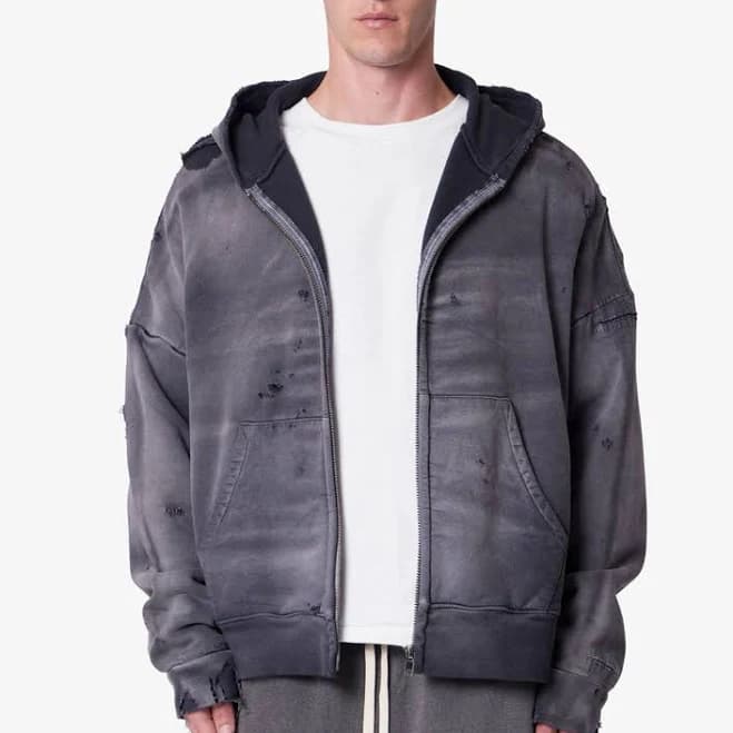 Distressed Thermal Lined Hoodie