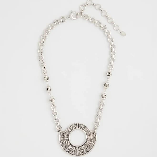 Chico's Women's Sparkling Silvertone Circle Pendant Necklace
