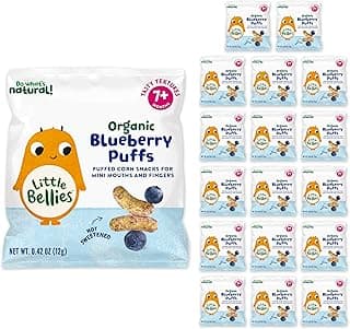 Little Bellies Organic Blueberry Puffs Baby Snack (Pack of 18 x 0.42 oz Individual Packs)