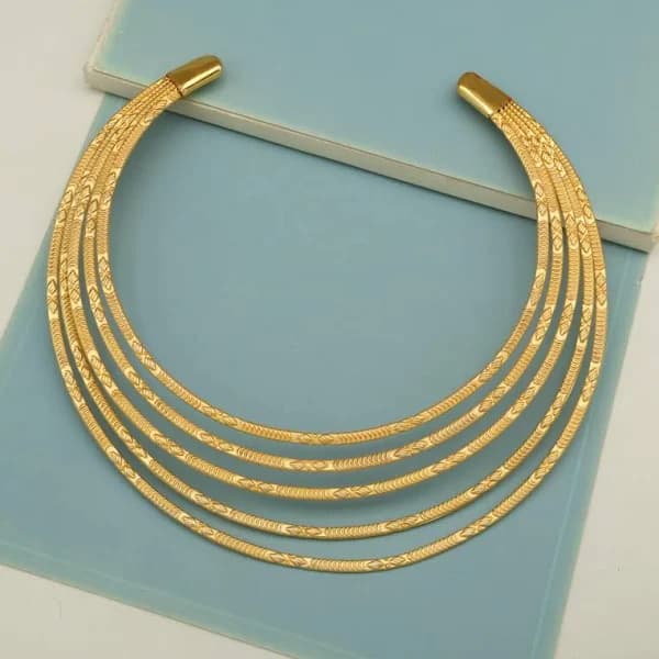Chunky Multi-Strand Gold Torque Necklace