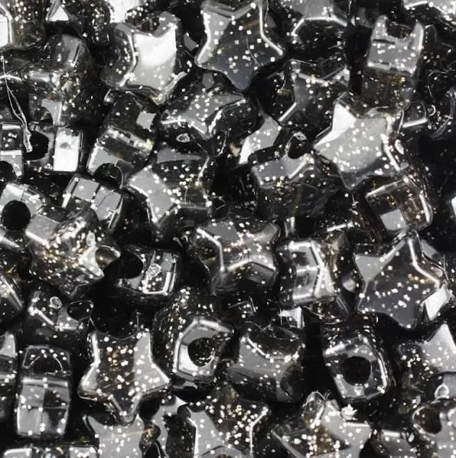 Black Glitter Star Pony Choker Beads