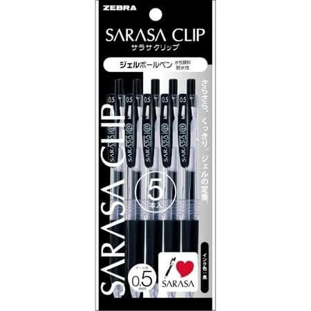 Zebra Sarasa Clip 0.5mm Gel Pen Black 5pcs Made in Japan - Tokyo Sakura Mall