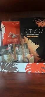 Ryze Mushroom Coffee Starter Kit 30 Servings Per bag Bright&Smooth Spoon& Stir