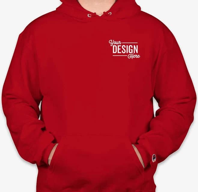 6ct. Custom Embroidered Champion Powerblend Midweight Pullover Hoodie - Scarlet - Size M- 1-Color Text or Art Design