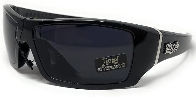 Locs Men's Rectangular Hardcore Black Wrap 63mm Sunglasses (cursive
