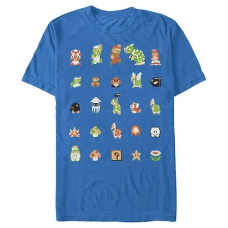 Nintendo Super Mario Bros Pixel Cast T-Shirt
