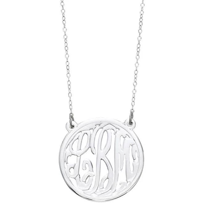 Sterling Silver Monogram Circle Pendant Necklace
