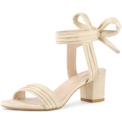 Women's Pleated Lace Up Chunky Heel Sandals