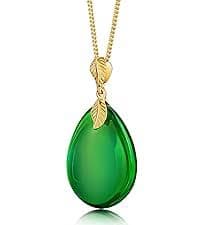 Amazon.com: Amber by Mazukna Natural Baltic Green Amber Pendant for Women, Drop Necklace with Gold-Plated Sterling Silver Chain, Lightweight 18-inch Jewelry Gift for Everyday Elegance (Faceted Cushion) : Clothing, Shoes & Jewelry