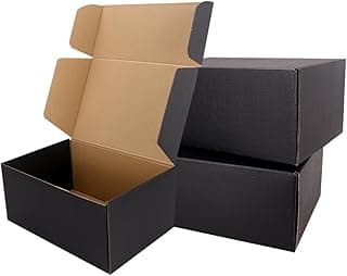 Shipping Boxes,9"x6"x4" Black Corrugated Cardboard Boxes, Which is Anti-Impact Come with Exquisite Sealing Label.Suitable E-Commerce Packaging, Shipping Packaging.