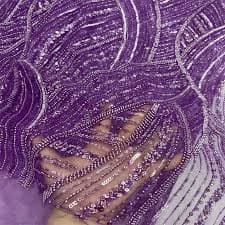 Amazon.com: Stunning Heavy Beaded Lace Fabric with Elegant Embroidery Detailing for Bridal and Evening Wear (5 Yards,Purple)