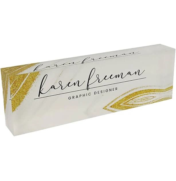 Marble Gold Acrylic Block Nameplate