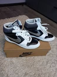 Size 10 - Nike Force Sky High Black Metallic Silver White Women | eBay