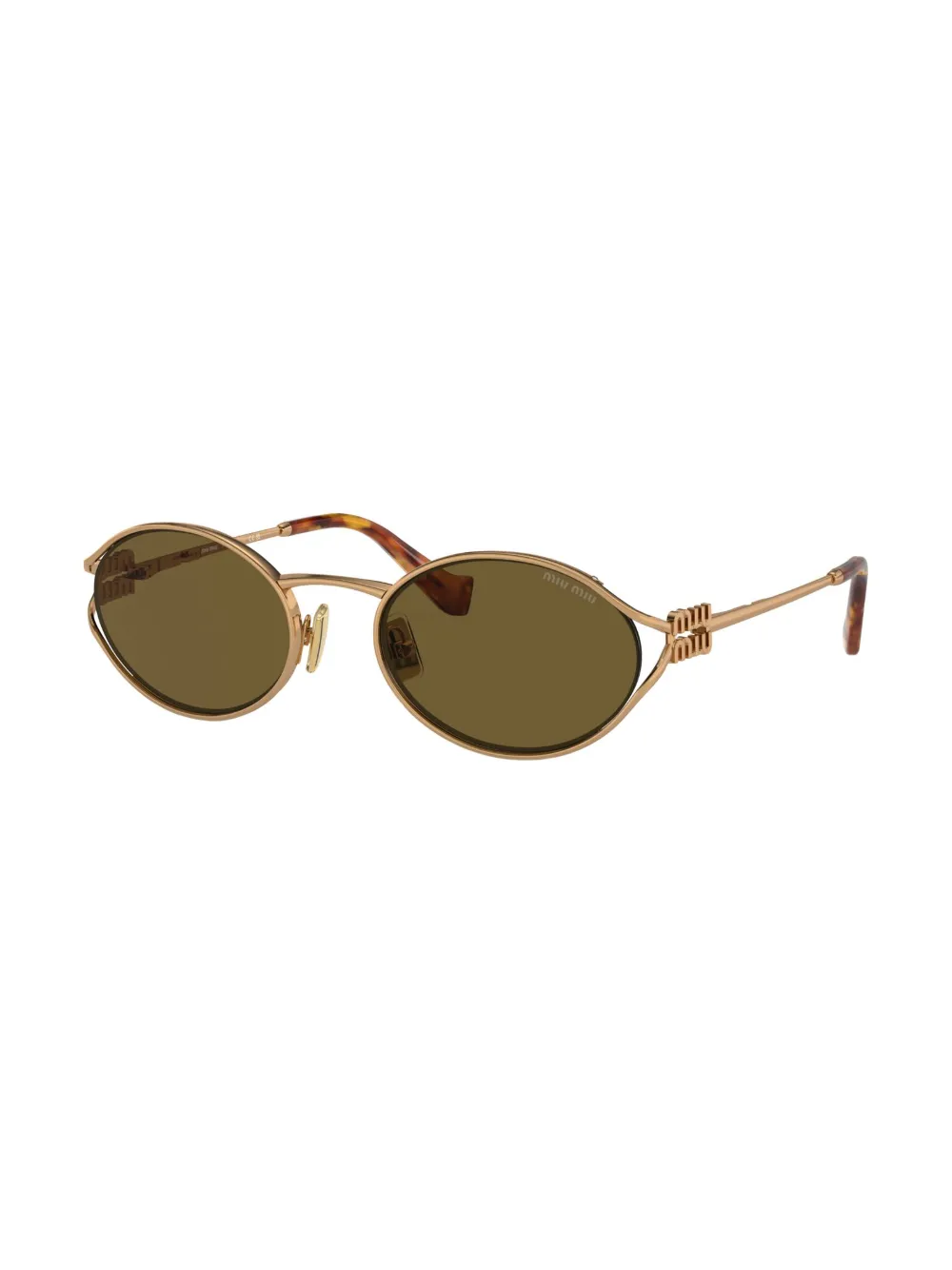 Miu Miu Eyewear logo-plaque Sunglasses | Gold | FARFETCH