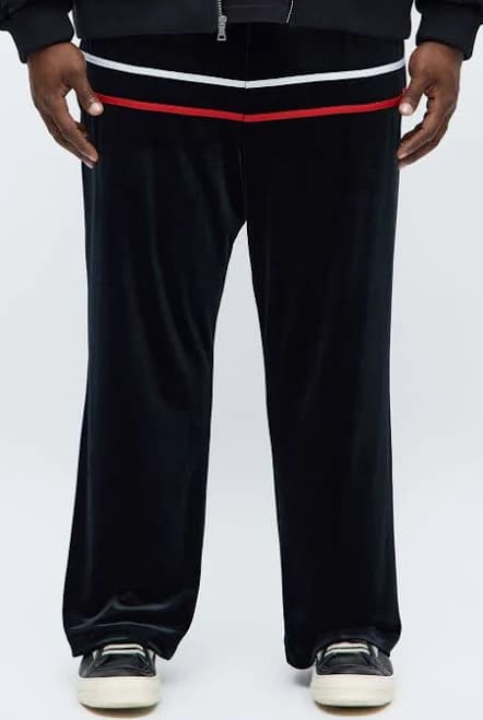 Fashion Nova Men's Velour Piped Courtside Track Pants