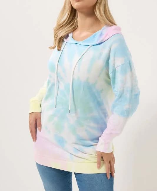 Yours Curve Tie Dye Cotton Hoodie
