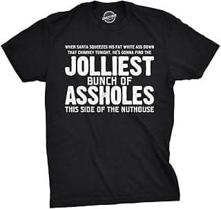 Crazy Dog Mens Funny Christmas Shirts Jolliest Bunch of A-Holes Tees for Guys