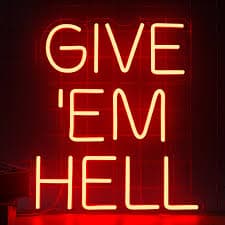 Saly Ror Give 'Em Hell Neon Sign Led Light for Wall Decor, Neon Lights for Bedroom Sign Beer Bar Pub Restaurant, Neon Led Light for Man Cave Game Room - Amazon.com