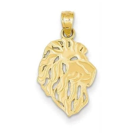 14K Yellow Gold Lion Head Pendant Necklace