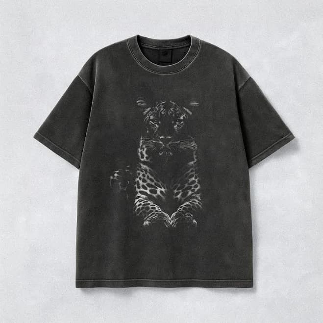 Retro Style Leopard Print Cotton T-Shirt