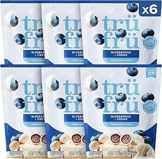 Freeze Dried Blueberries & Creme,Chocolate Covered Fruit, Freeze Dried Fruit and Gluten Free Candy, Non-GMO & Kosher Sweet Treat, Perfect for Travel & On the Go (3.4oz) 6 Pack