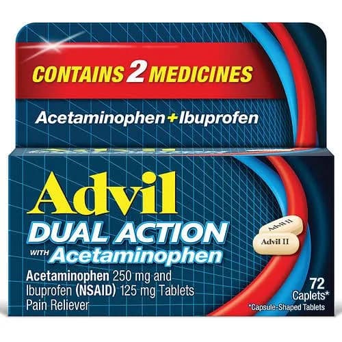 Advil Dual Action Coated Caplets with Acetaminophen - 144.0 ea