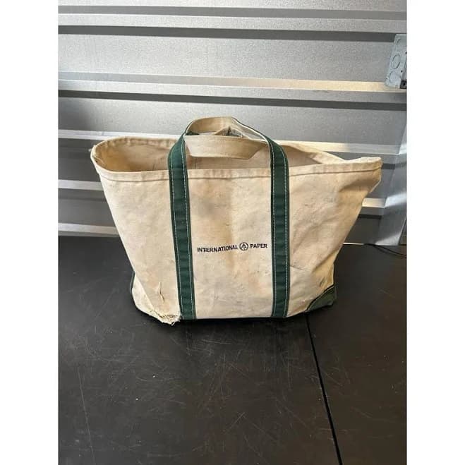 Vintage LL Bean Men's Green Trim Canvas Boat and Tote Bag