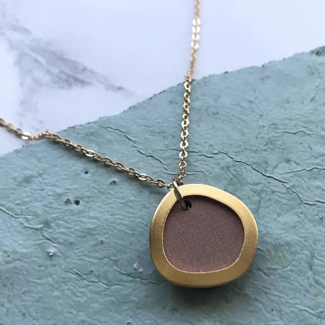 Pink & Gold Circle Necklace