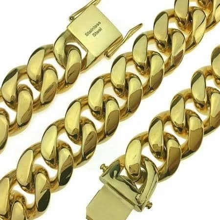 24k Gold Plated Stainless Steel Miami Cuban Chain Necklace