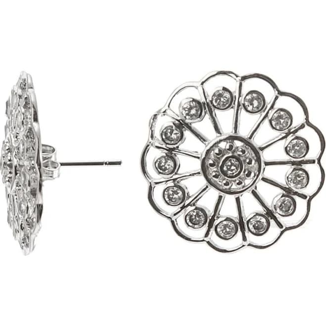 JARDIN Women's CZ Open Flower Stud Earrings
