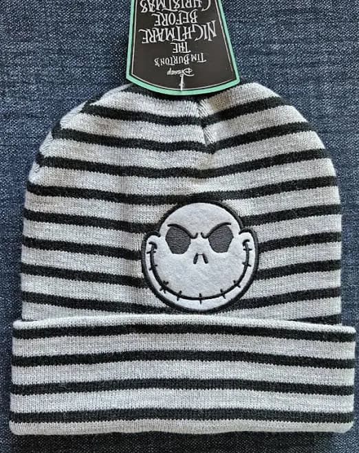 Nightmare Before Christmas Jack Skellington Striped Beanie Hat