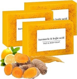 3PCS Lemon Turmeric Soap,Turmeric Soap Bar for Face and Body,Lemon Turmeri c Soa p infused with turmeric Extract, Soft, gentle and effective