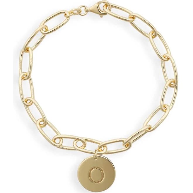 Meshmerise Women's Initial Disc Charm Bracelet