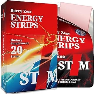 Berry Zest Fast Dissolving Oral Energy Strips (50mg Caffeine) | Instant Absorption Mouth Melts | Jitter-Free Focus, Stay Alert & Awake | Convenient Energy for Driving, Work & Travel | Zero Calories