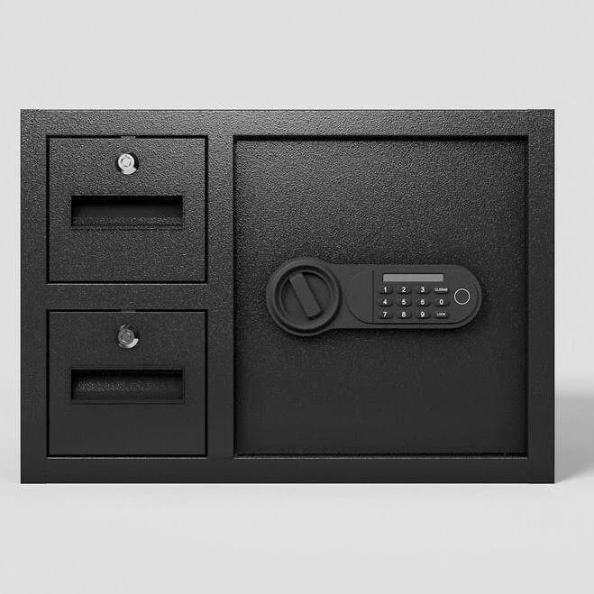 Amazon Basics Steel Security Safe and Lock Box with Programmable Electronic Keypad, for Valuables, Cash, Jewelry, Documents, Black, 1 Cubic Foot, 16.9-x-14.6-x-9.1-inches (WxDxH)