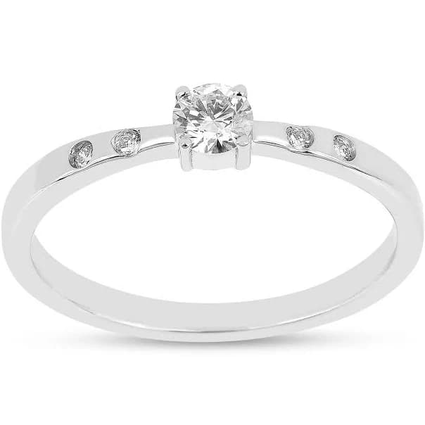 Lab Diamond Solitaire Silver Ring