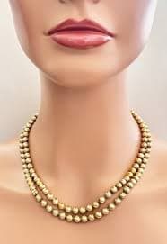 Vintage Brass Ball Beaded Necklace 2 Strands Pat Pend Box Clasp Unsigned Haskell | eBay