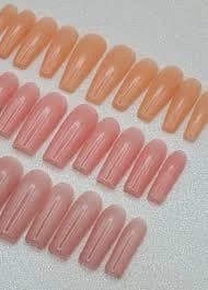 Transparent Pink Press On Nails, Square False Nails