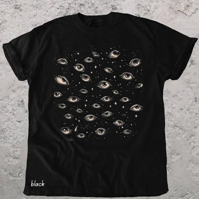 Vintage Surreal Art Top with All Seeing Eyes