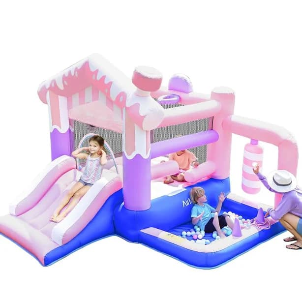 AirMyFun Pink Ice Cream Themed Inflatable Bounce House