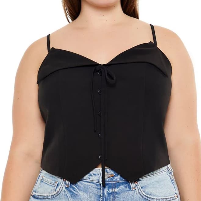 Plus Size Button-Front Cropped Cami