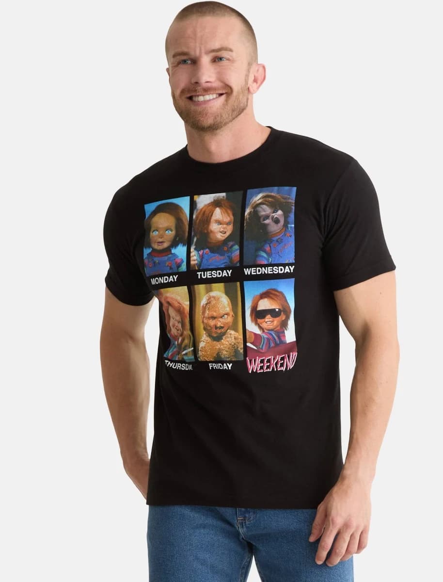 Chucky Men's Days of the Week Meme Cotton Tee Shirt