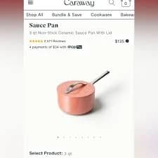 Caraway 3QT Sauce Pan Non Stick Ceramic with Lid
