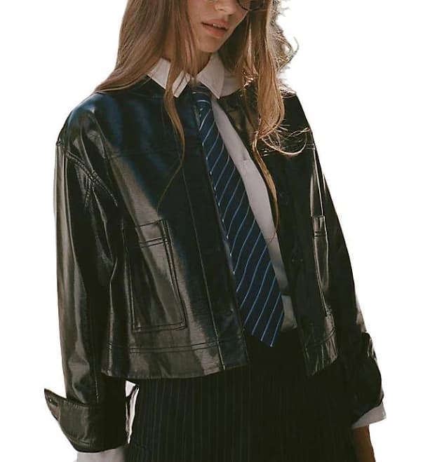 Frnch Women's Patent Faux Leather Jacket