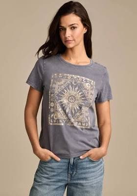 Lucky Brand Women's Celestial Frame Metallic Graphic T-Shirt