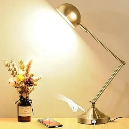 Desk Lamp with USB Port, Adjustable Touch Control, Vintage, 3 Color Modes, 3 Color Modes,