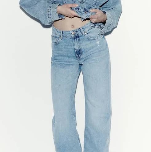 H&M Ladies Harper High Rise Wide Leg Jeans