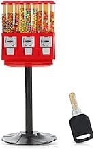 Candy Vending Machine with Stand for Business and Home - Triple Coin Operated Vending Machine Using Quarters - Commercial Gumball Machine with Stand for Sale Use for Gumballs Toys Capsules (Red)