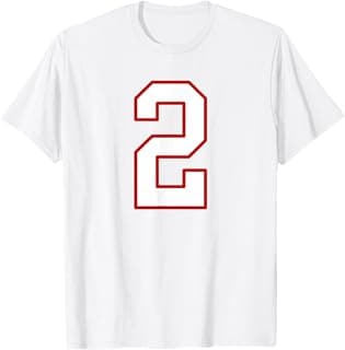 White and Red Sports Number 2 Jersey Uniform Player T-Shirt